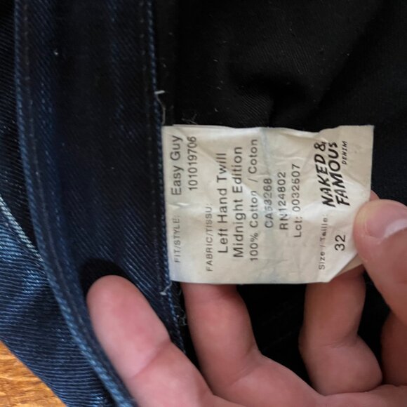 Left Hand Twill Midnight Edition - Easy Guy 32 - Naked & Famous Denim - Picture 3 of 3